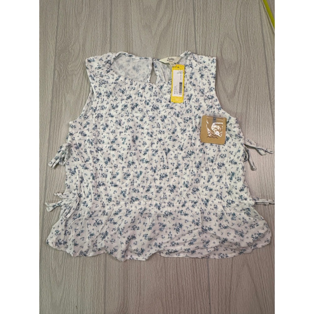 Stich Fix. Bixby Nomad Emma Bow Top White Floral‎ Print Sleeveless Tie Side Sz L